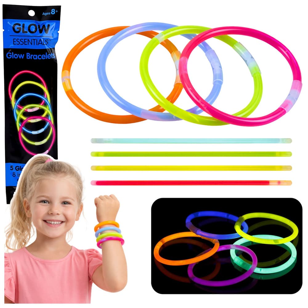 Set 5 svetlečih zapestnic LEAN TOYS, neonske