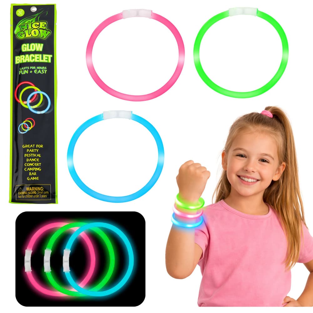 Fluorescentne zapestnice Glow Stick 3 kosi, ki svetijo v temi