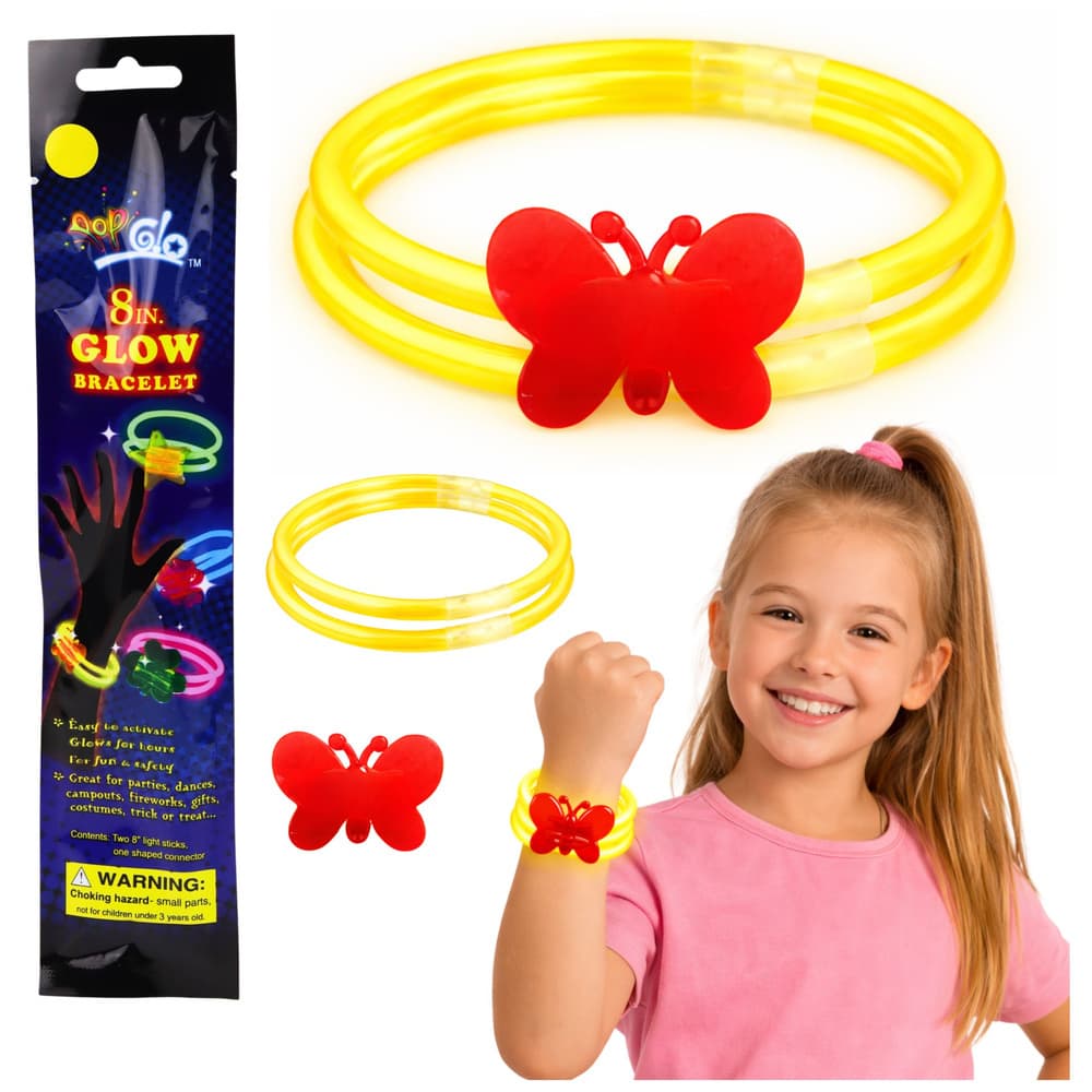 Dvojna zapestnica z metuljem Glow Stick, ki se sveti v temi