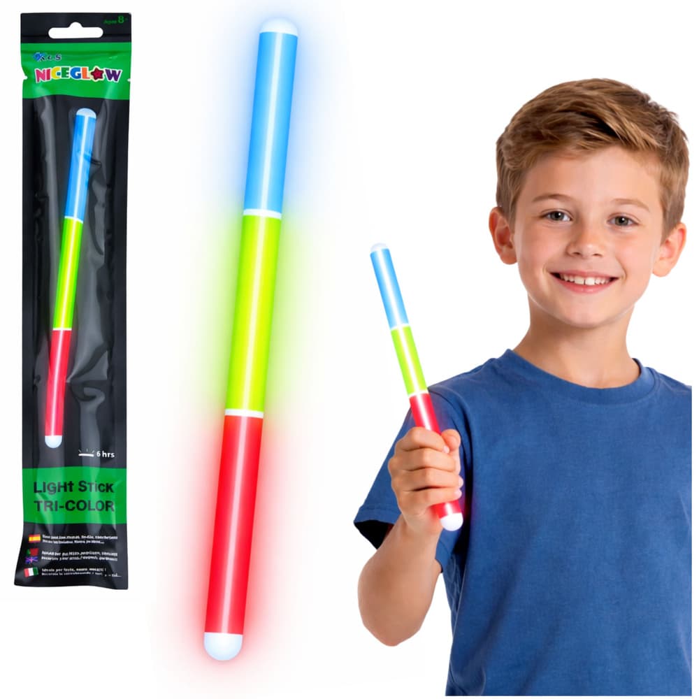 Trikolorna palica Glow Stick 31,5 cm, ki se sveti v temi
