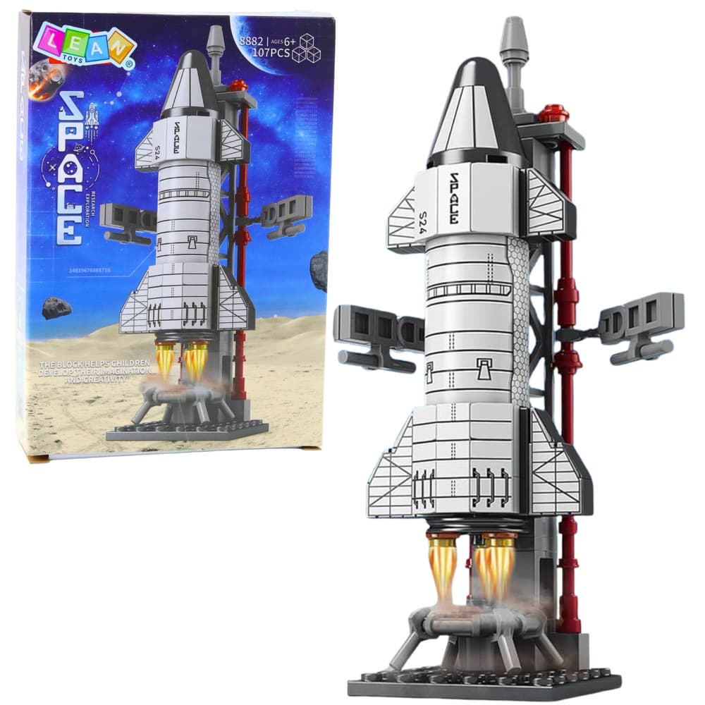 Gradbeni bloki Vesoljska raketa z izstrelitveno ploščadjo LEAN TOYS, 107 el.