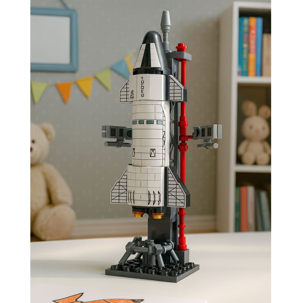 Gradbeni bloki Vesoljska raketa z izstrelitveno ploščadjo LEAN TOYS, 107 el. 3