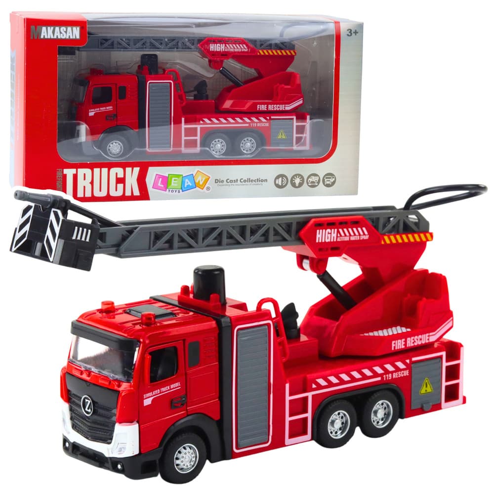 Gasilsko vozilo z dvižno košaro in brizganjem vode LEAN TOYS