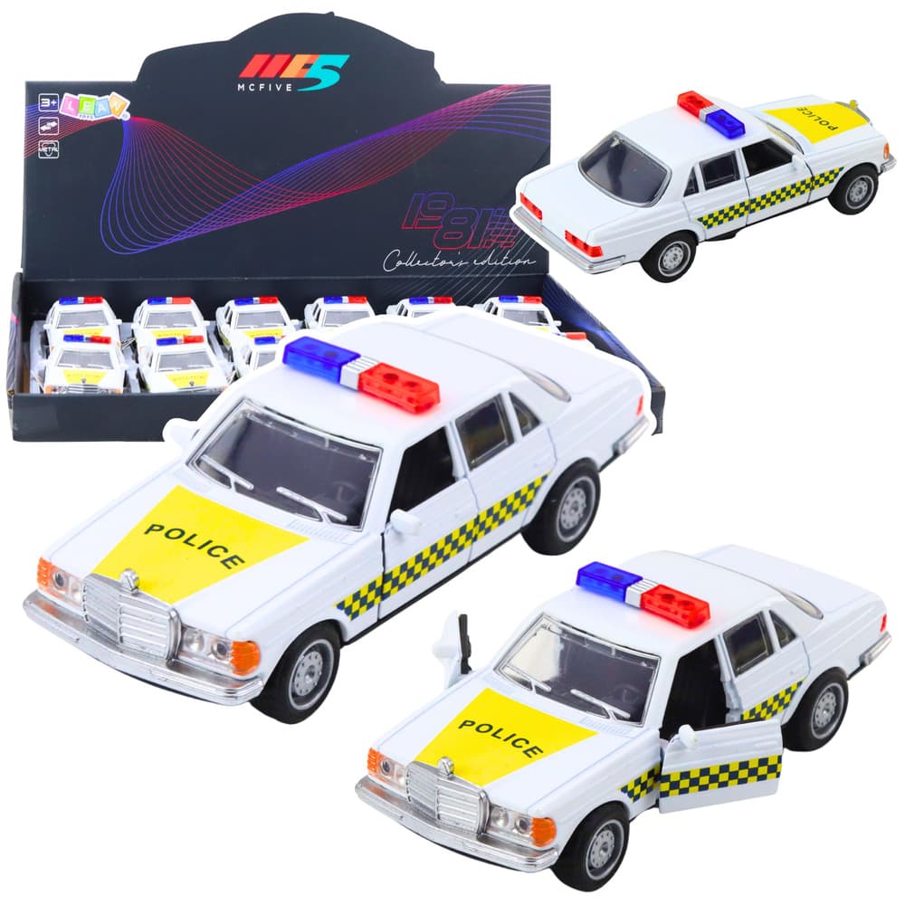 Klasični policijski avtomobil, kovinski, s potegom nazaj, LEAN TOYS, 1:32