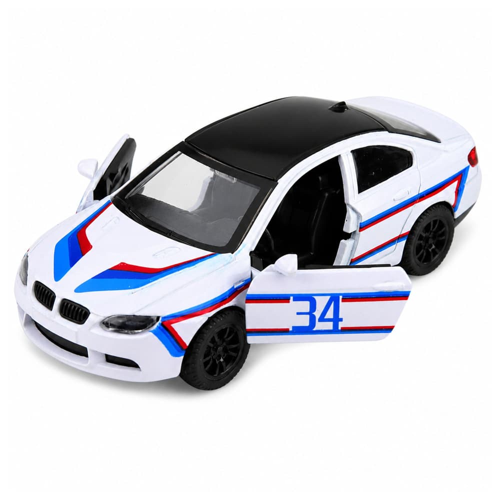 Športni avtomobil LEAN TOYS, kovinski, pull-back, vrata se odpirajo, bel 1:32 5