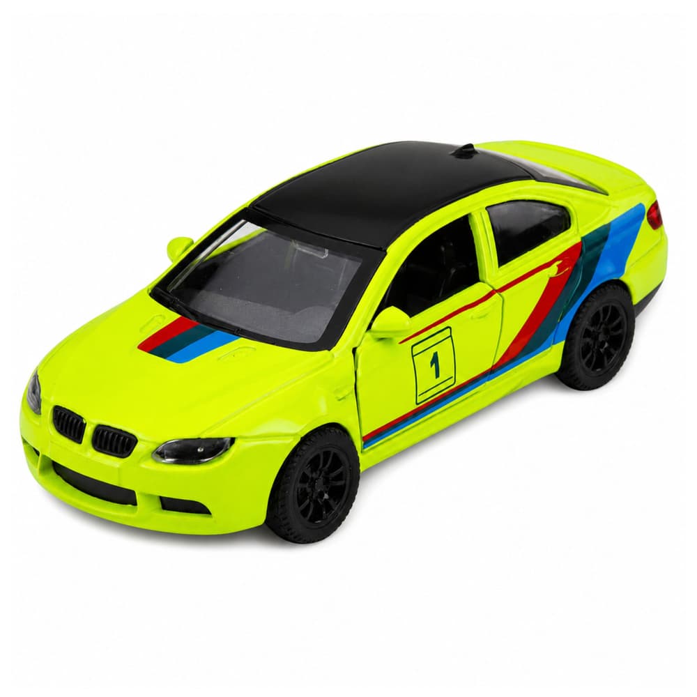 Športni avtomobil LEAN TOYS, kovinski, pull-back, rumena neonska 1:32 2