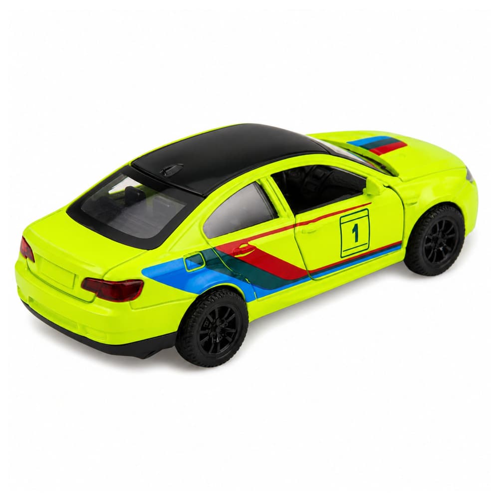 Športni avtomobil LEAN TOYS, kovinski, pull-back, rumena neonska 1:32 4