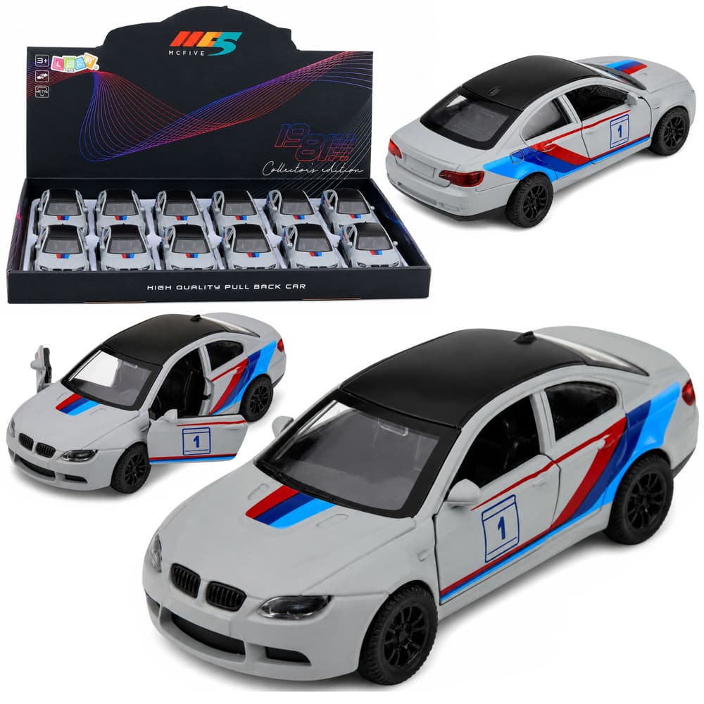 Športni avtomobil LEAN TOYS, kovinski, pull-back, mat siva 1:32