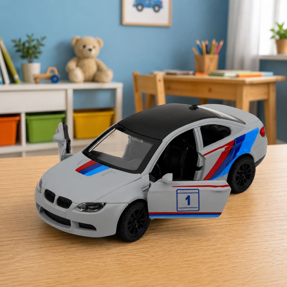 Športni avtomobil LEAN TOYS, kovinski, pull-back, mat siva 1:32 5