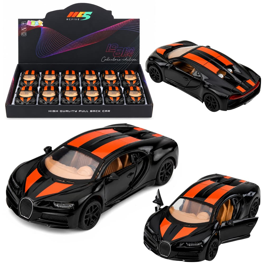 LEAN TOYS Športni Avtomobil - Kovinski, Črn, 1:32, Luči & Zvok, Pull-Back
