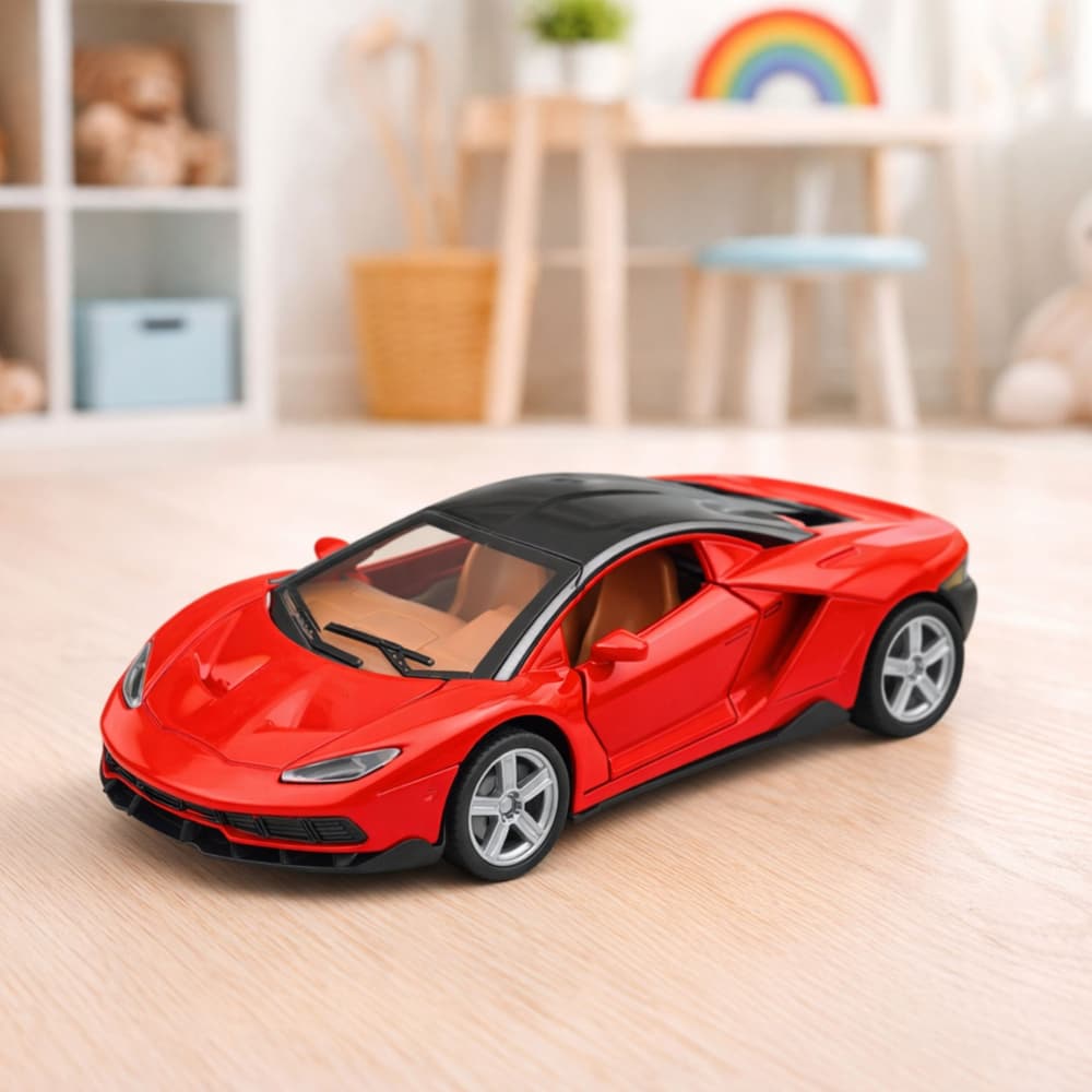 LEAN TOYS Športni avto, rdeč, 1:32, kovinski, pogon, luči, zvok 4