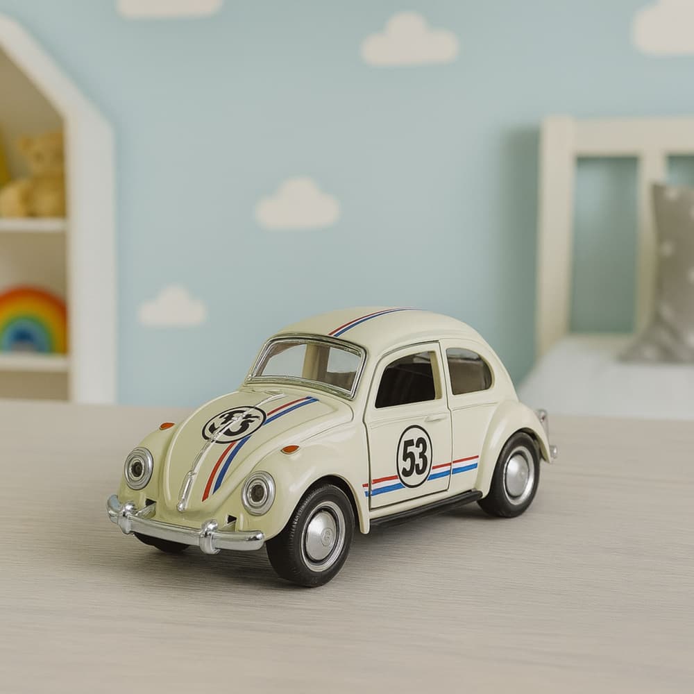 Klasičen VW Hrošč, kovinski, s potegom nazaj, LEAN TOYS, Bež, 1:32 4