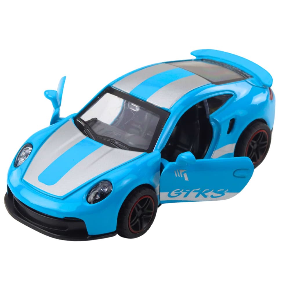 Dirkalni avto GTRS, kovinski, s potegom nazaj, LEAN TOYS, Modri, 1:43 4