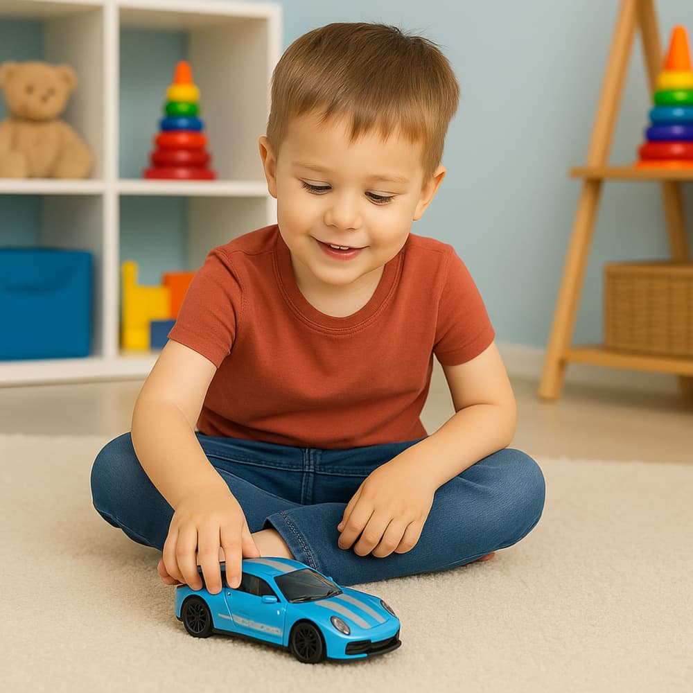 Dirkalni avto GTRS, kovinski, s potegom nazaj, LEAN TOYS, Modri, 1:43 5