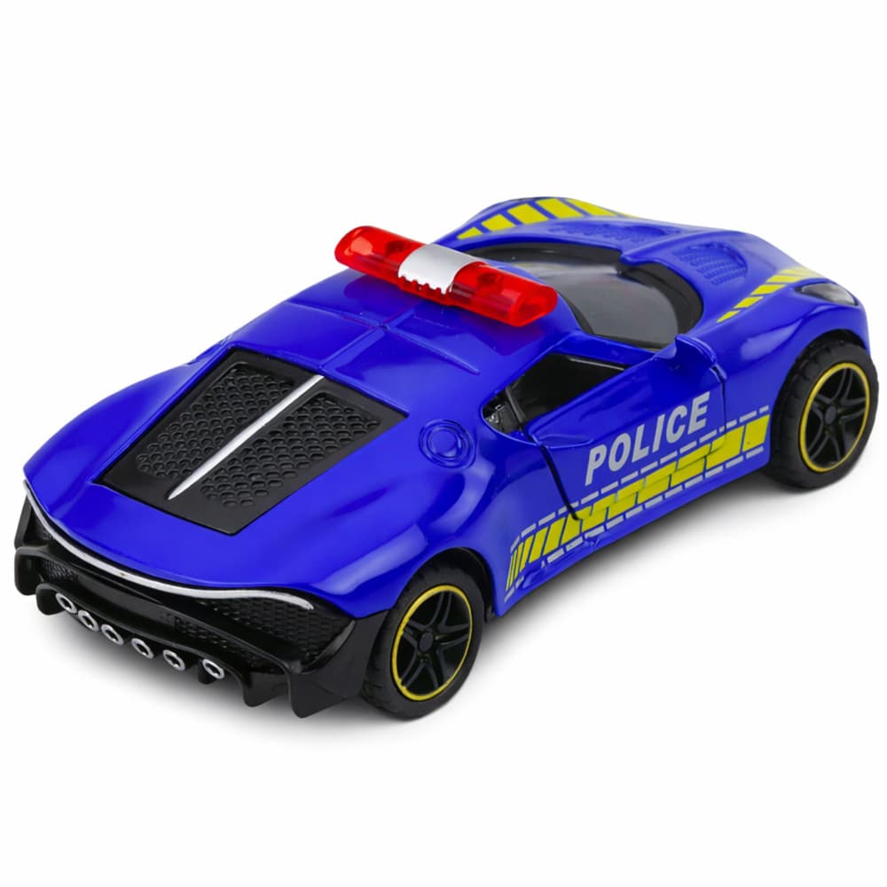 Policijski športni avtomobil, kovinski, na vleko, moder 1:43 3