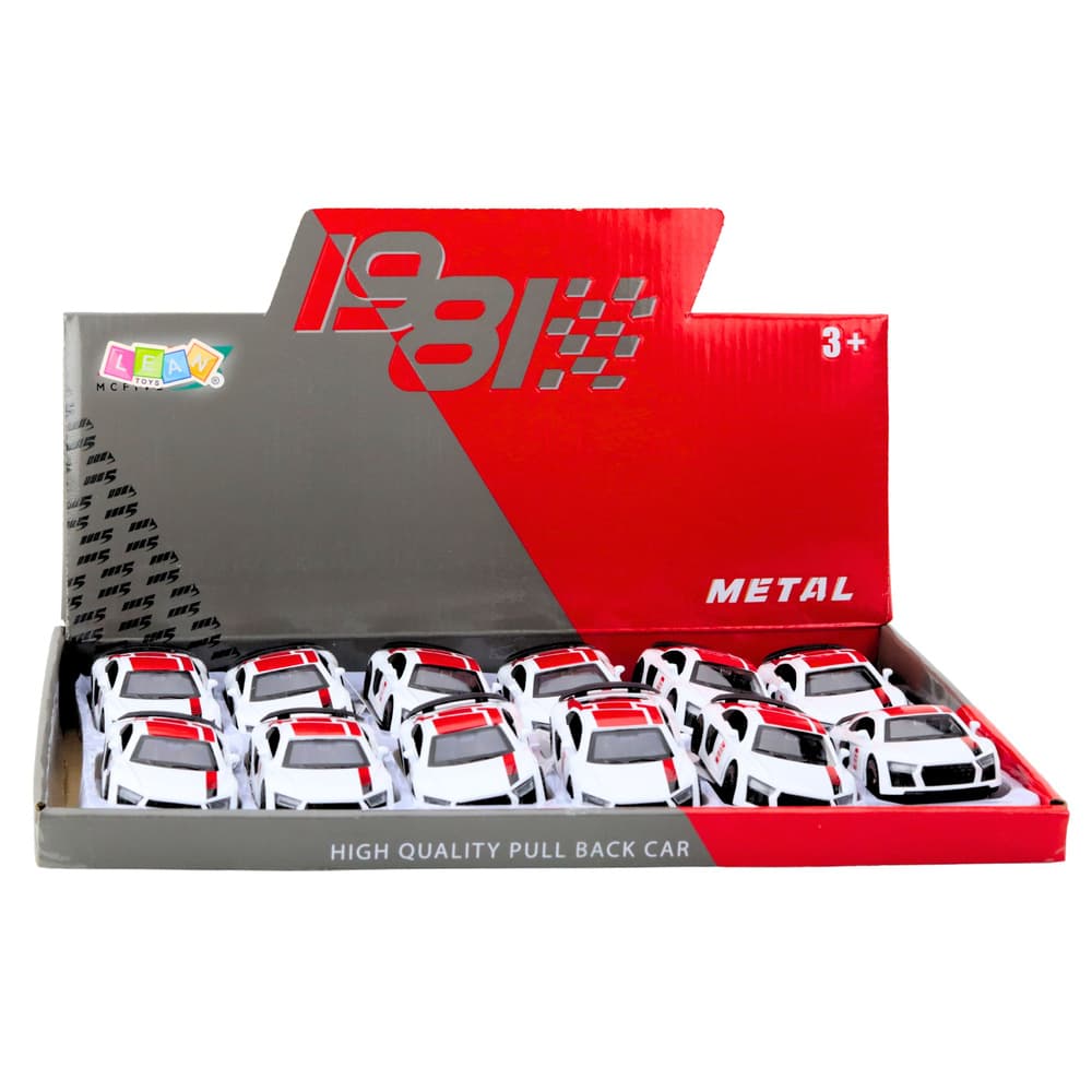 LEAN TOYS beli športni avto 1:43, "pull back", luči, zvok 7
