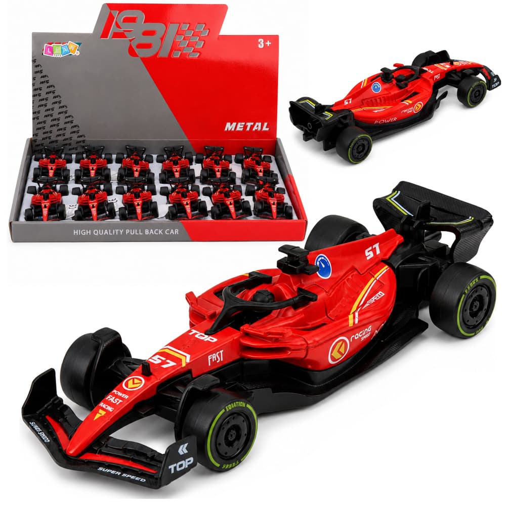 LEAN TOYS Dirkalna Formula 'Pull Back' - Kovinska, Rdeča, 1:43