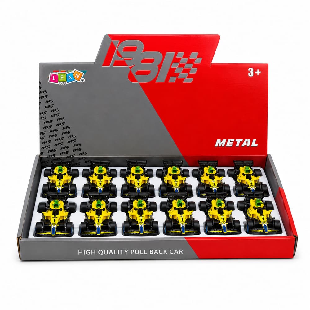 LEAN TOYS Dirkalna Formula 'Pull Back' - Kovinska, Rumena, 1:43 5