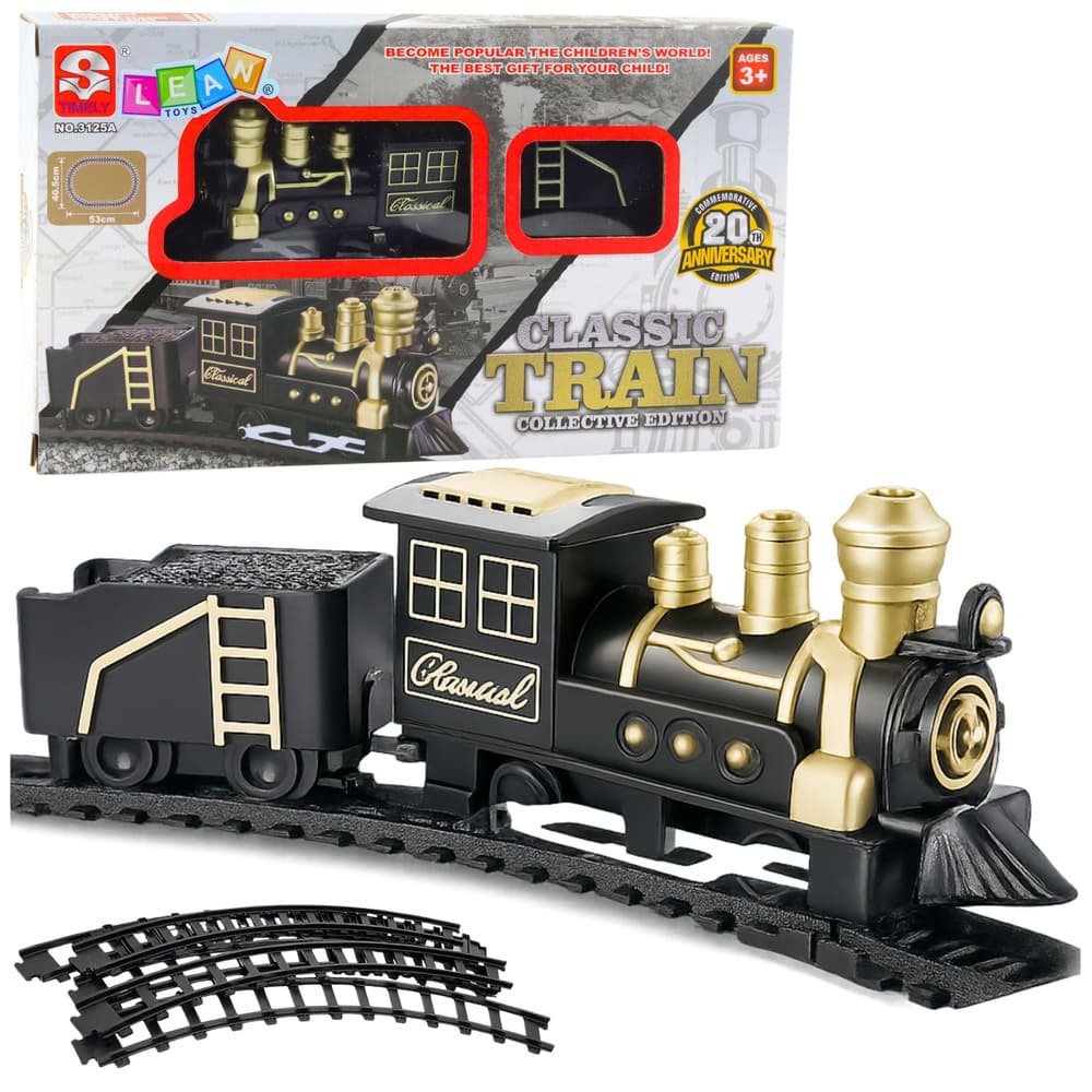 LEAN TOYS Klasični vlak s tiri, lokomotiva, vagon, 53 x 48,5 cm