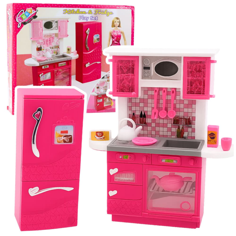 Lean Toys kuhinjski set za punčke (hladilnik, pečica, dodatki)