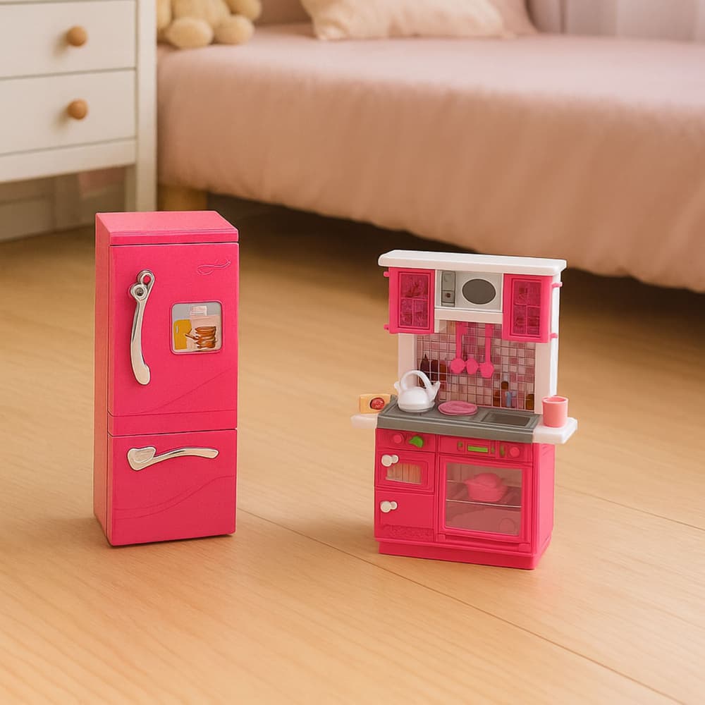 Lean Toys kuhinjski set za punčke (hladilnik, pečica, dodatki) 4