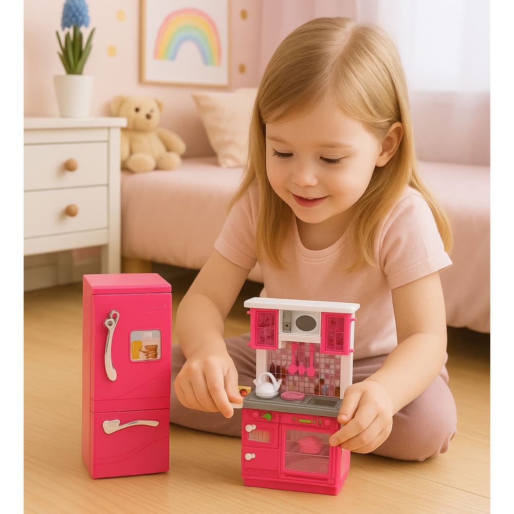 Lean Toys kuhinjski set za punčke (hladilnik, pečica, dodatki) 6