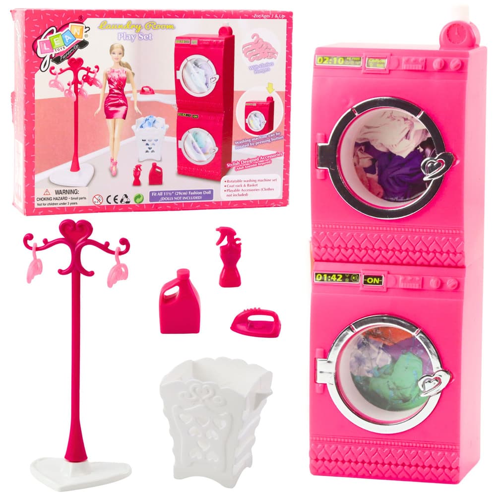 LEAN TOYS otroška pralnica za lutke s pralnim strojem in sušilcem