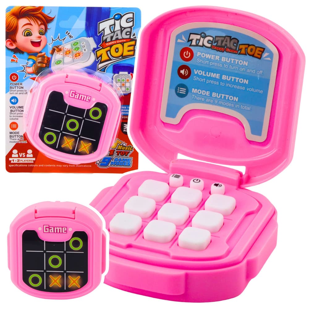 LEAN TOYS Elektronska igra Križci in krožci (Tic Tac Toe), roza