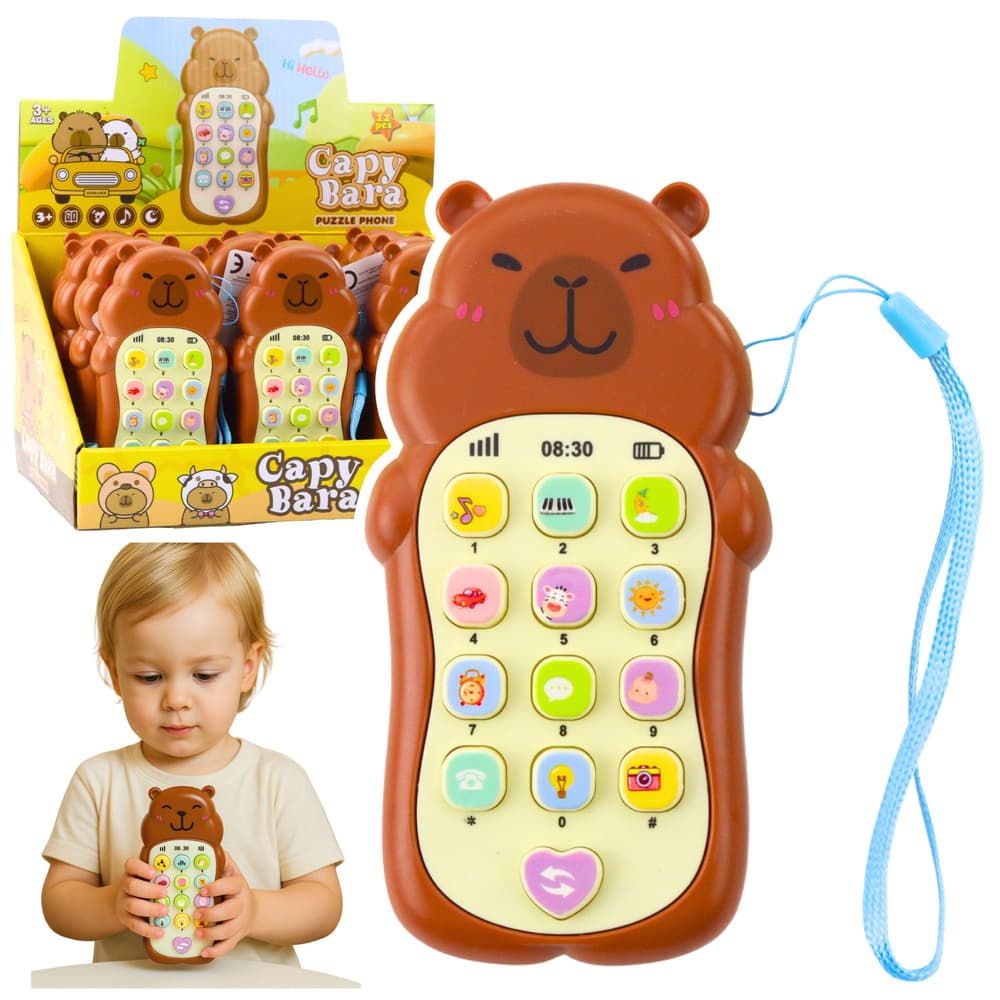 Otroški izobraževalni telefon LEAN TOYS, lučke, zvoki, melodije, kapibara