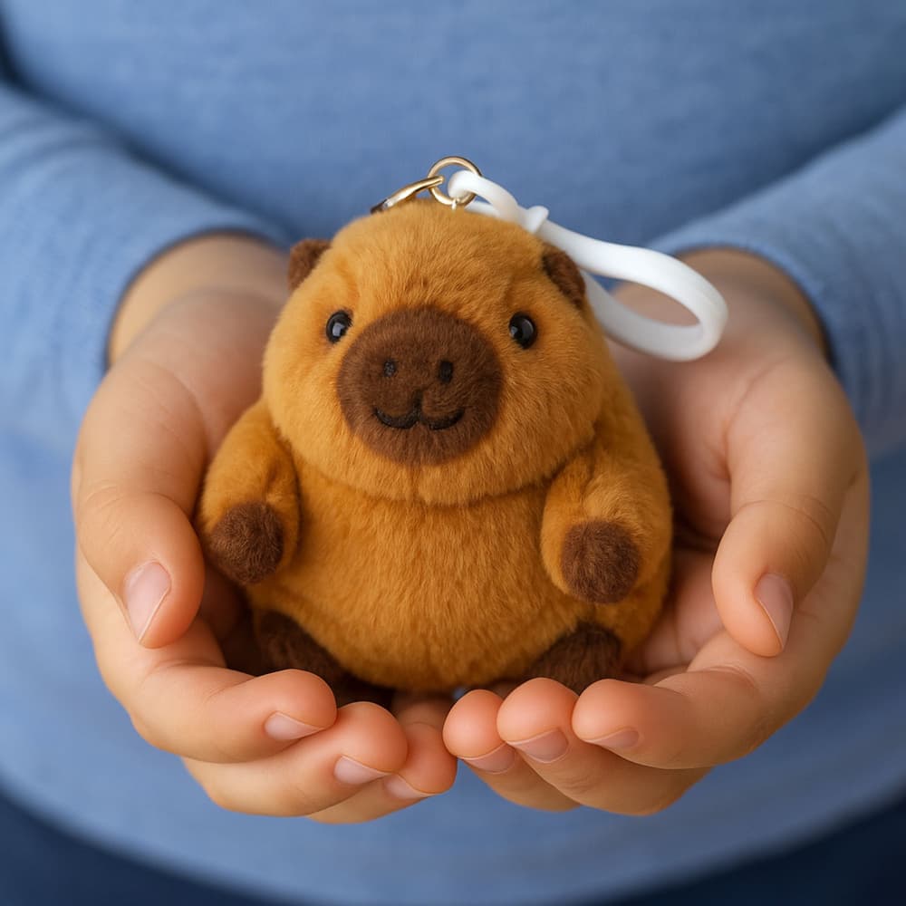 Plišasta kapibara z vrtljivim repkom, obesek za ključe, 9 x 8 cm 5
