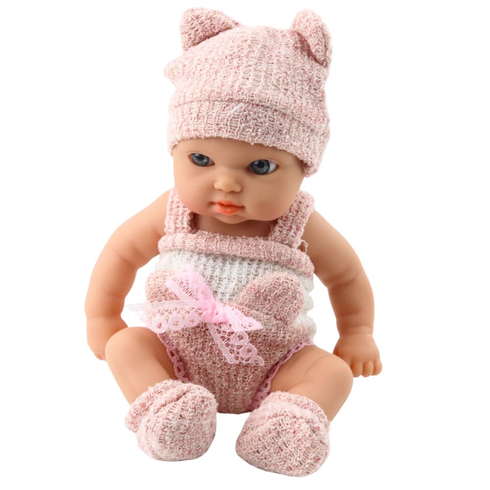 Lutka dojenček z odejico (roza-bela oblekica, 18 cm) 3