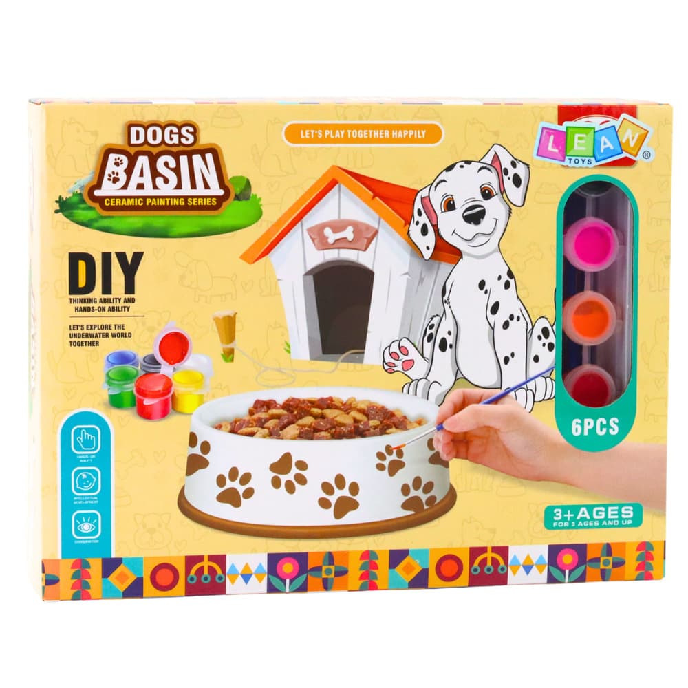 LEAN TOYS DIY set za ustvarjanje: posoda za psa, barve, čopiči 5