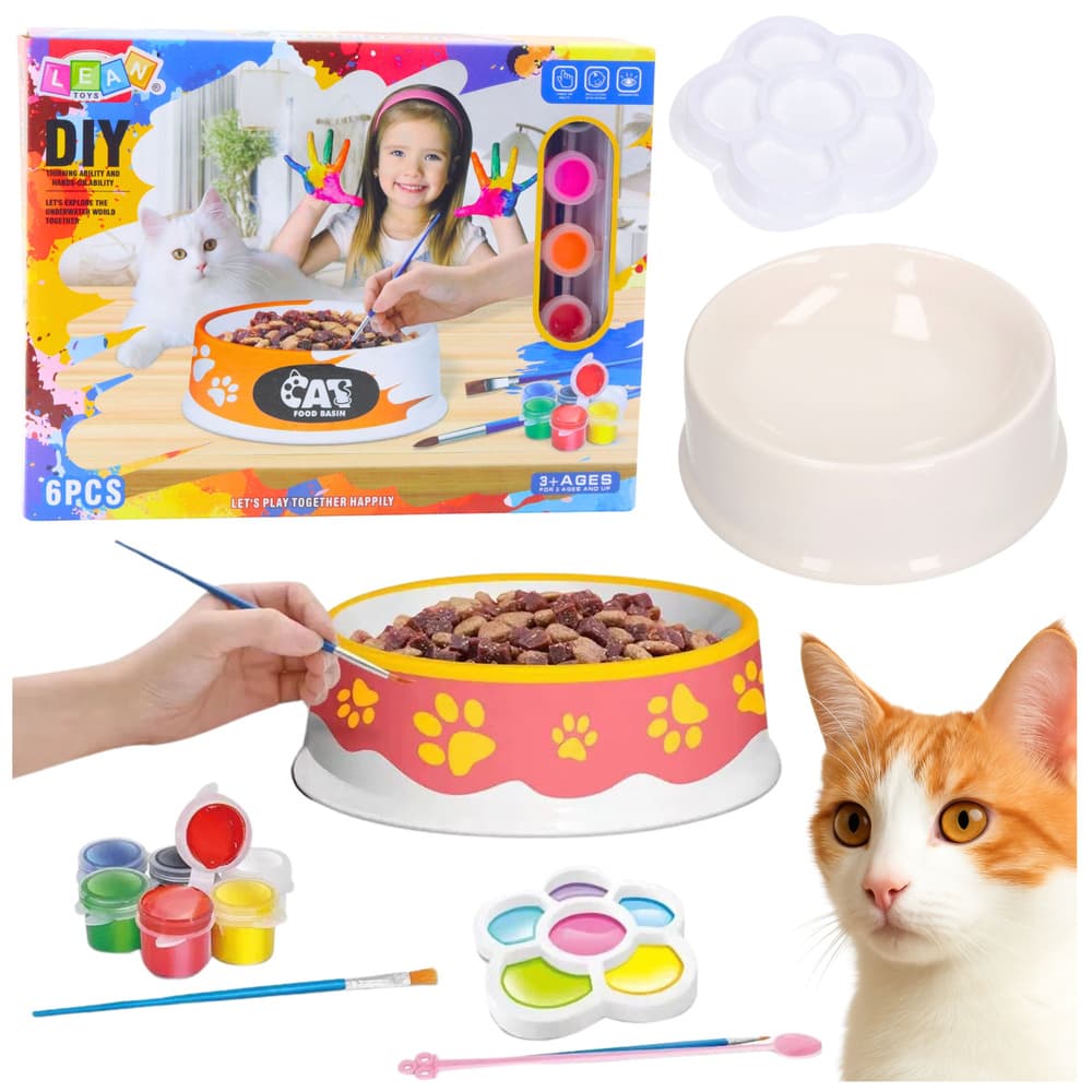 Kreativni komplet za slikanje posode za mačke LEAN TOYS, 6 delov
