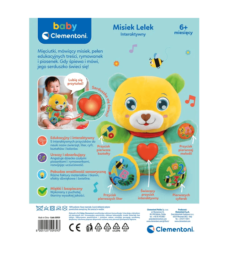 CLEMENTONI Interaktivni medvedek Lelek, slovenski jezik 6