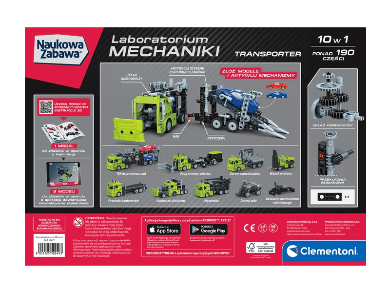 CLEMENTONI Gradbeni bloki 'Laboratorij mehanike' - Transporter 5