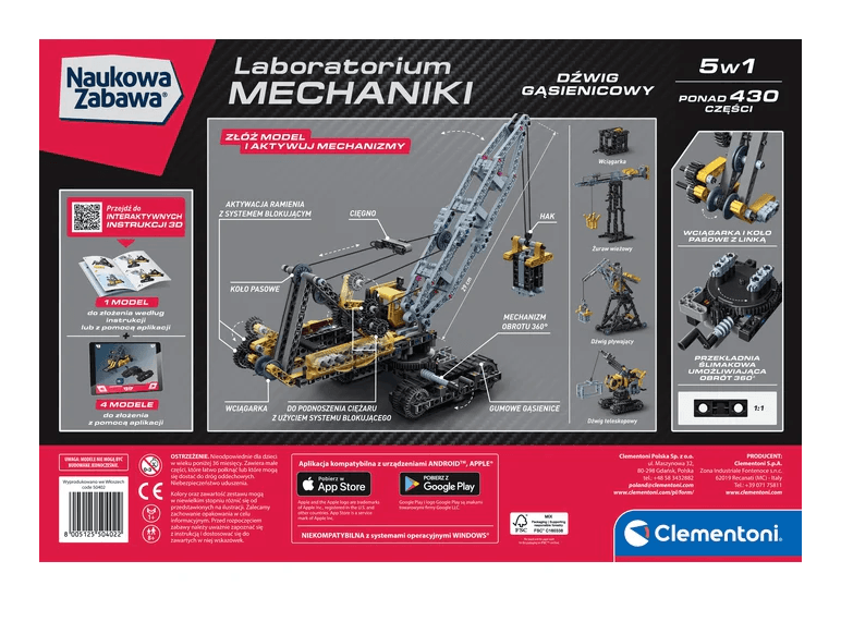 CLEMENTONI Gradbeni bloki 'Laboratorij mehanike' - Gosenični žerjav 5