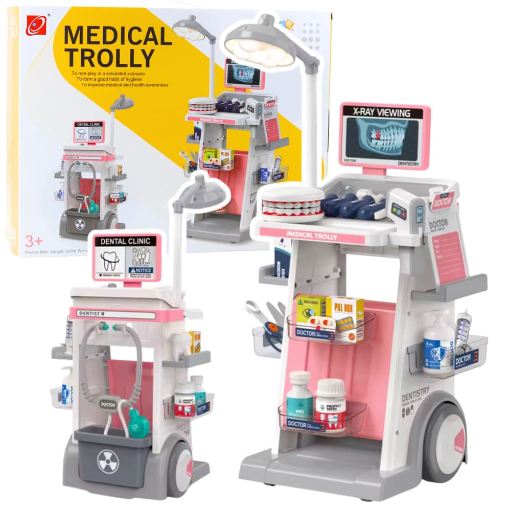 Set Doktor Zobar LEAN TOYS, roza voziček, lučke, 26 delov