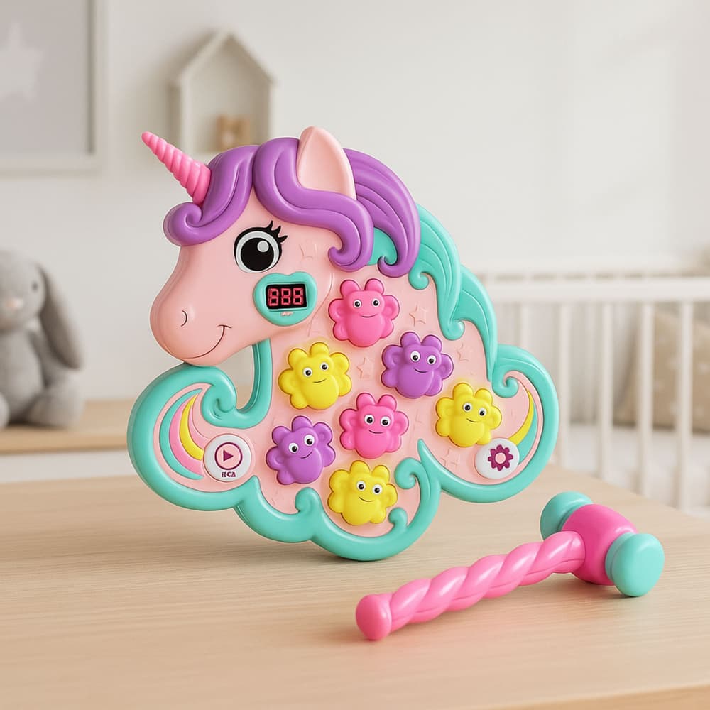 LEAN TOYS Igra udari krtka (enorožec), z lučmi in zvoki 3