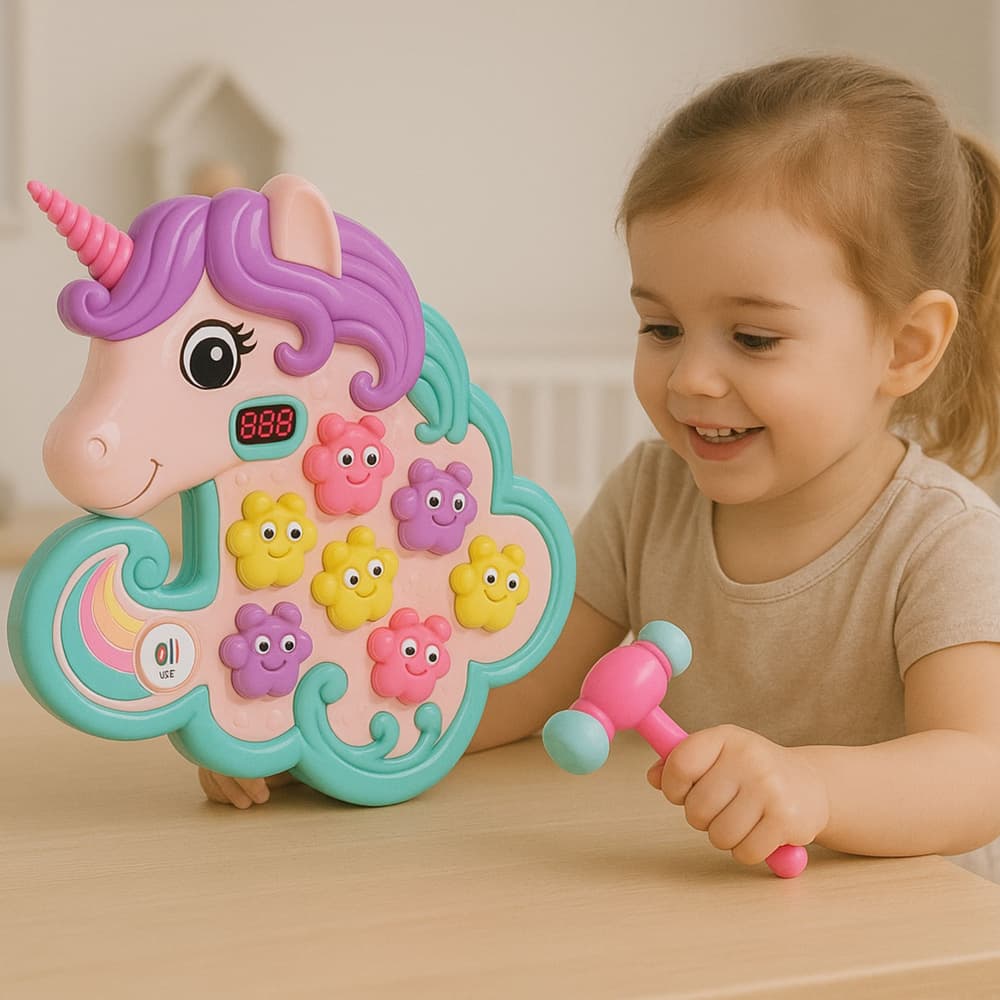 LEAN TOYS Igra udari krtka (enorožec), z lučmi in zvoki 4