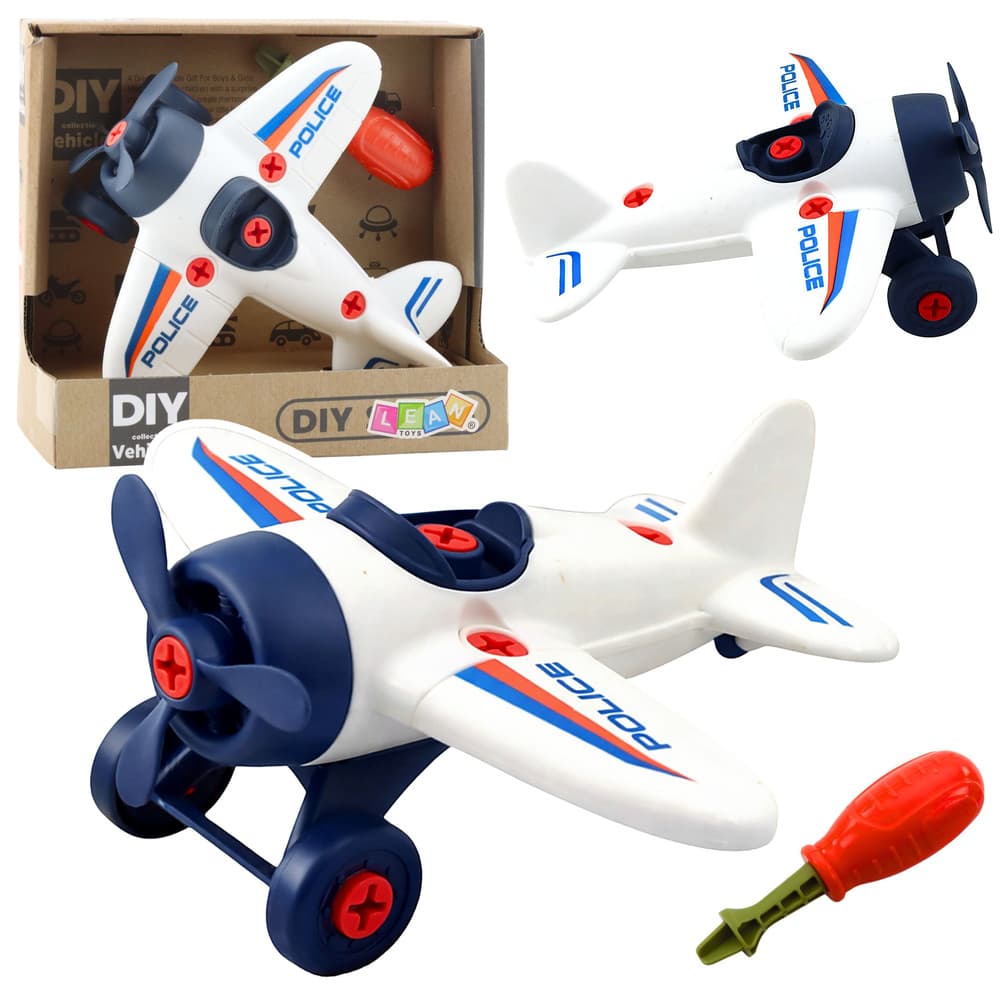 Policijski letalo LEAN TOYS DIY za sestavljanje s šravferjem
