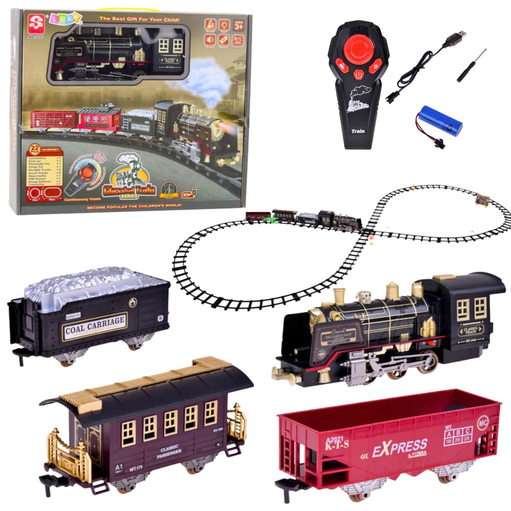 LEAN TOYS električni vlak "Classical Train" RC, dim, luči, zvok, 22 el.