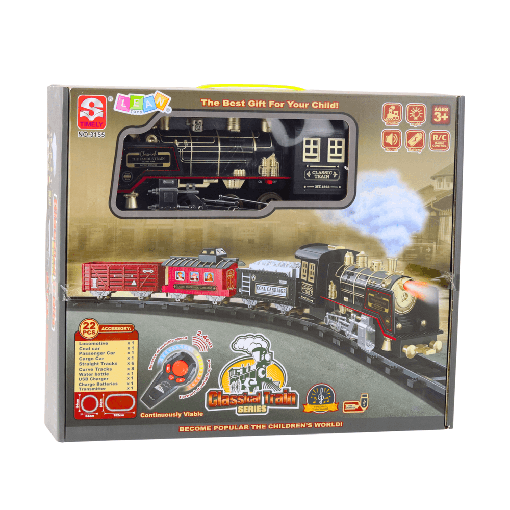 LEAN TOYS električni vlak "Classical Train" RC, dim, luči, zvok, 22 el. 3