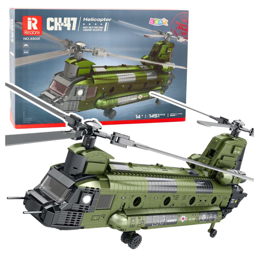 Komplet kock LEAN TOYS: Vojaški helikopter CH-47 Chinook (1451 el.)