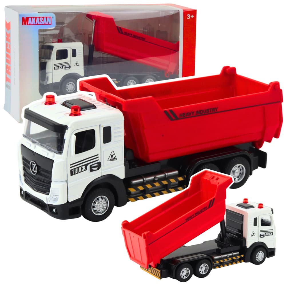 LEAN TOYS Tovornjak damper, kovinska kabina, premična prikolica, luči, zvoki