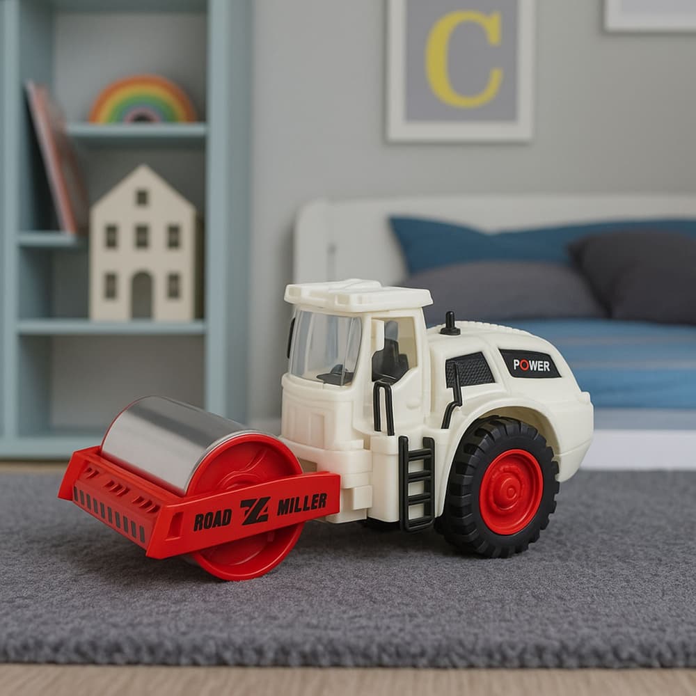LEAN TOYS Cestni valjar, gradbeno vozilo, kovinski valj, luči, zvoki 3