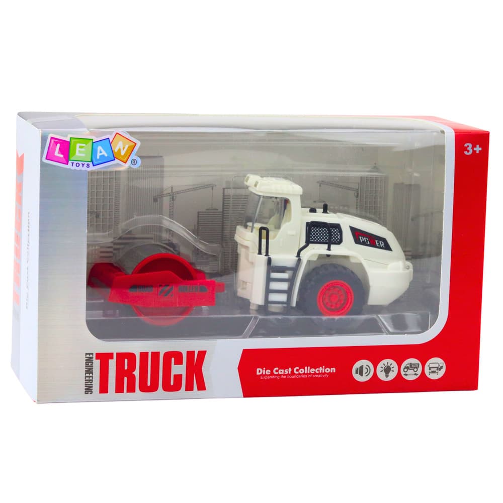 LEAN TOYS Cestni valjar, gradbeno vozilo, kovinski valj, luči, zvoki 6