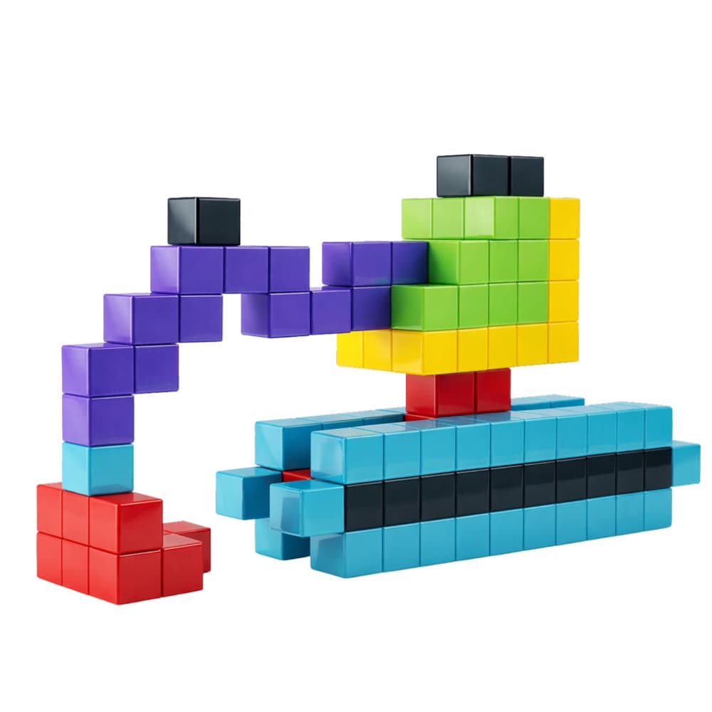 LEAN TOYS Magnetske kocke 3D pisane 96 el. 2