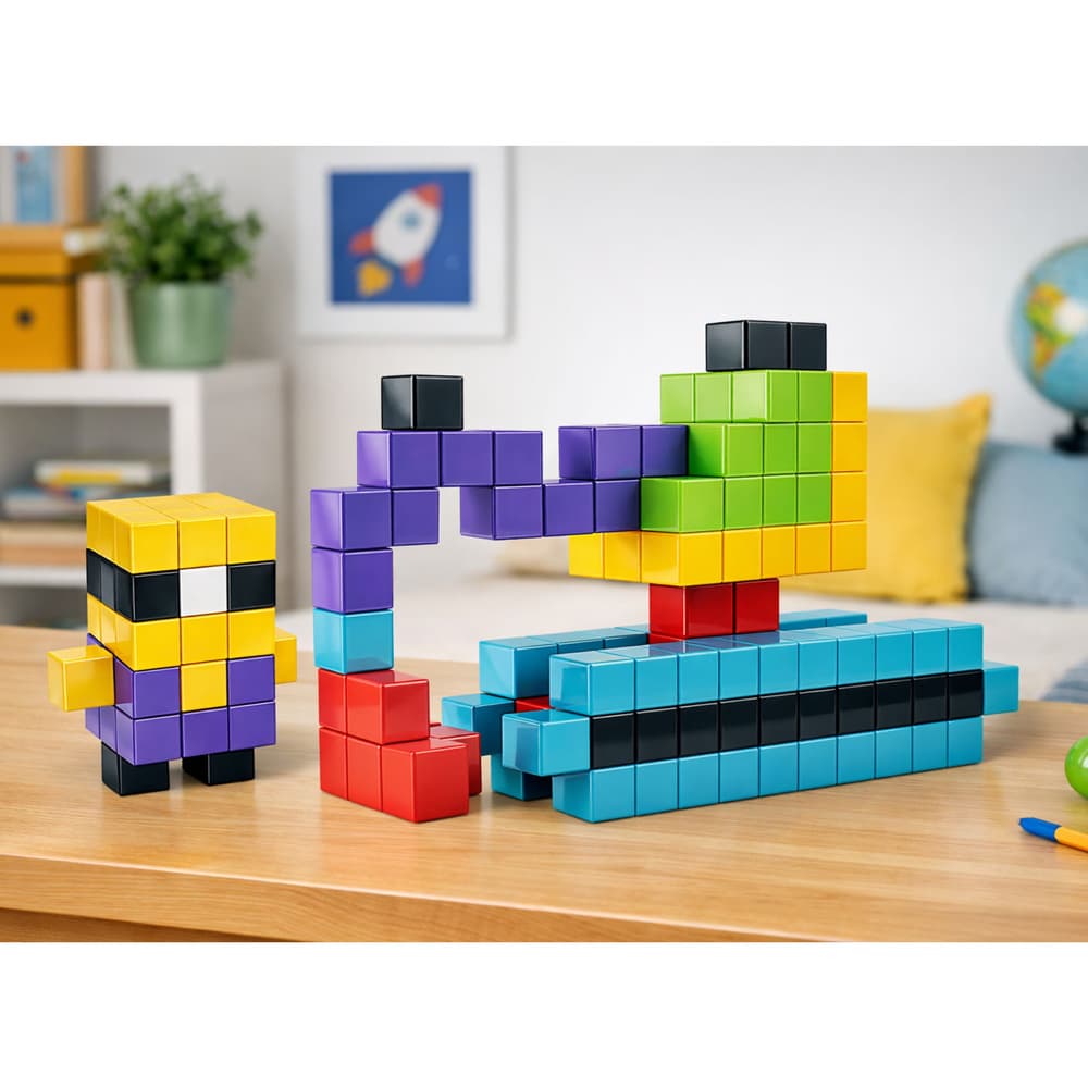 LEAN TOYS Magnetske kocke 3D pisane 96 el. 3
