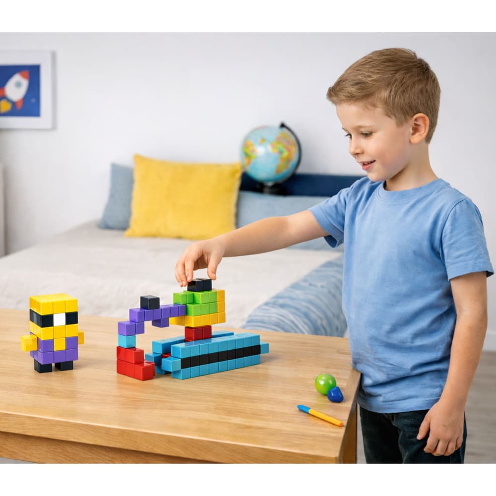 LEAN TOYS Magnetske kocke 3D pisane 96 el. 5