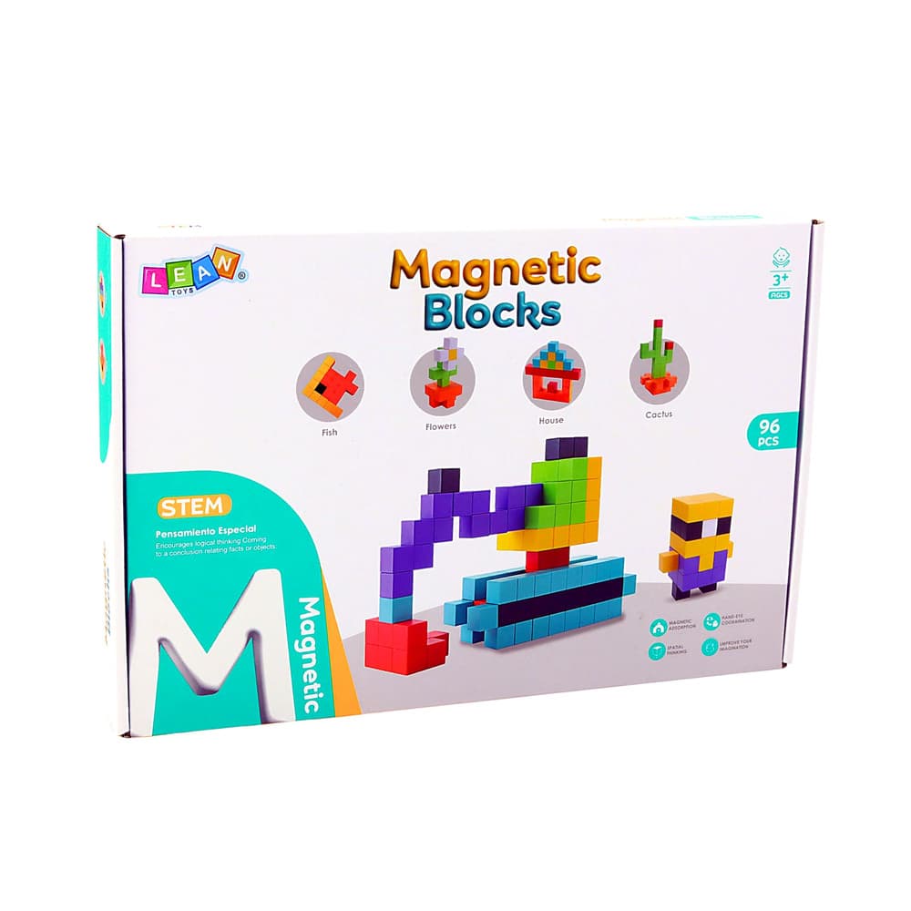 LEAN TOYS Magnetske kocke 3D pisane 96 el. 6